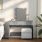 vidaXL Dressing Table with LED Concrete Grey 100x40x130 cm