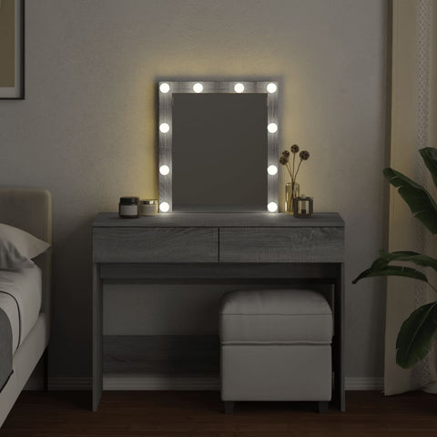 vidaXL Dressing Table with LED Grey Sonoma 100x40x130 cm