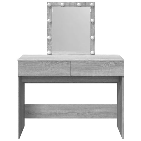 vidaXL Dressing Table with LED Grey Sonoma 100x40x130 cm