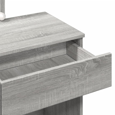 vidaXL Dressing Table with LED Grey Sonoma 100x40x130 cm