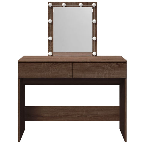 vidaXL Dressing Table with LED Brown Oak 100x40x130 cm