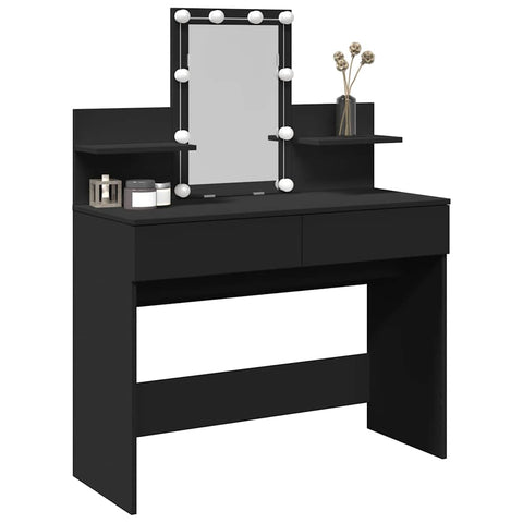 vidaXL Dressing Table with LED Black 100x40x130 cm