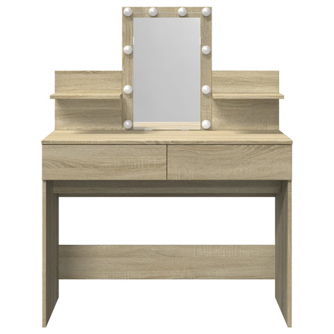 vidaXL Dressing Table with LED Sonoma Oak 100x40x130 cm