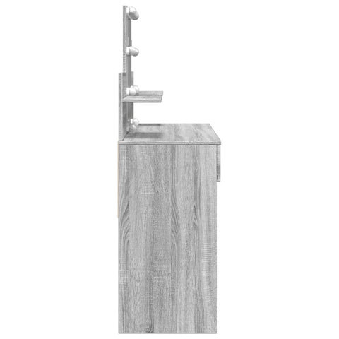 vidaXL Dressing Table with LED Grey Sonoma 100x40x130 cm