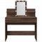 vidaXL Dressing Table with LED Brown Oak 100x40x130 cm
