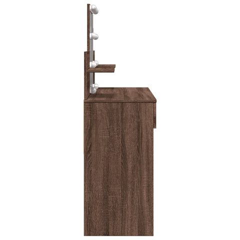vidaXL Dressing Table with LED Brown Oak 100x40x130 cm