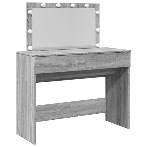 vidaXL Dressing Table with LED Grey Sonoma 100x40x120 cm