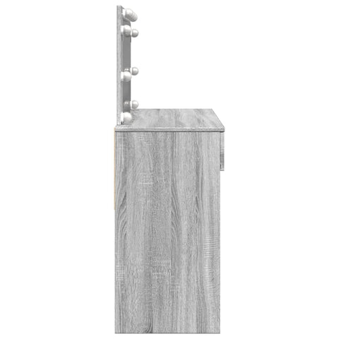vidaXL Dressing Table with LED Grey Sonoma 100x40x120 cm