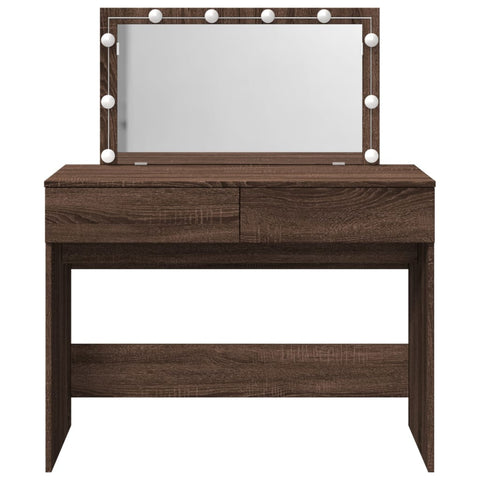 vidaXL Dressing Table with LED Brown Oak 100x40x120 cm