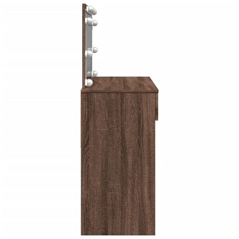 vidaXL Dressing Table with LED Brown Oak 100x40x120 cm