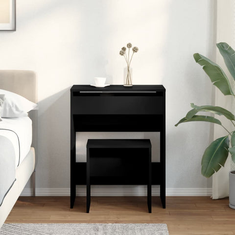 vidaXL Dressing Table and Stool Black 60x40x113.5 cm