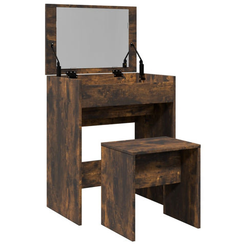 vidaXL Dressing Table and Stool Smoked Oak 60x40x113.5 cm