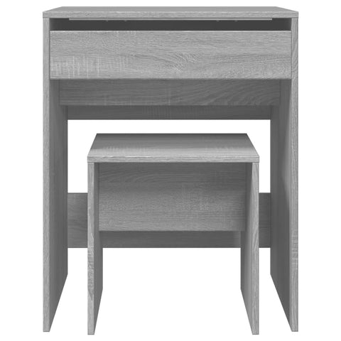 vidaXL Dressing Table and Stool Grey Sonoma 60x40x113.5 cm