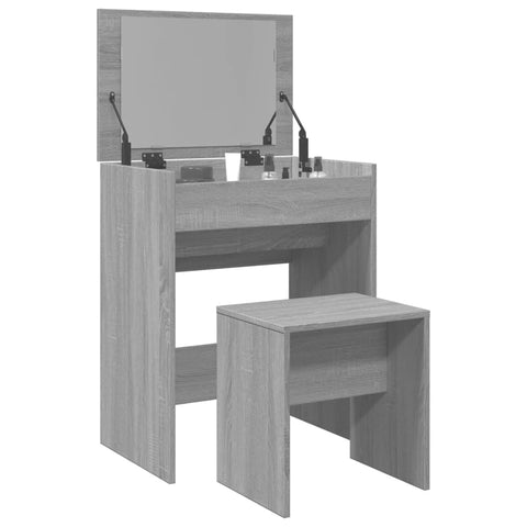 vidaXL Dressing Table and Stool Grey Sonoma 60x40x113.5 cm