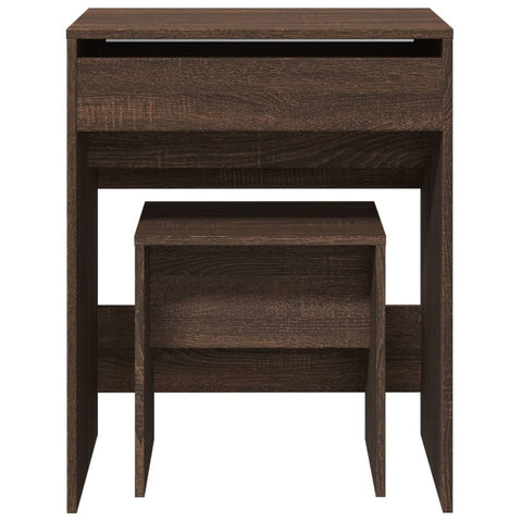 vidaXL Dressing Table and Stool Brown Oak 60x40x113.5 cm