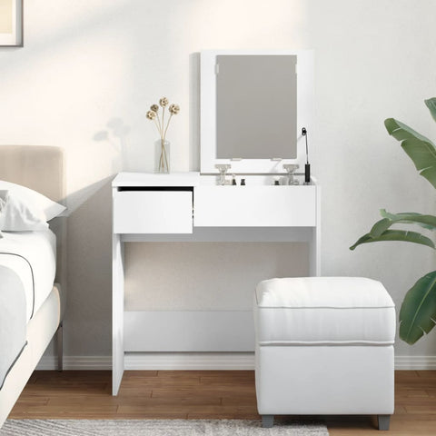 vidaXL Dressing Table with Mirror White 73x46.5x120 cm