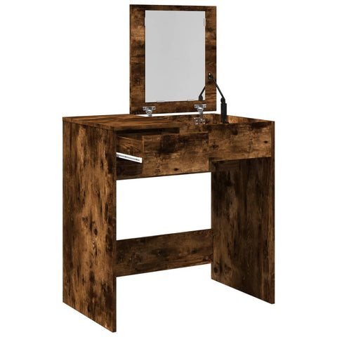 vidaXL Dressing Table with Mirror Smoked Oak 73x46.5x120 cm