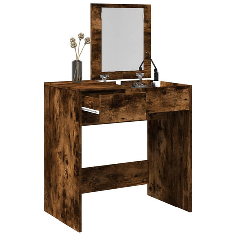 vidaXL Dressing Table with Mirror Smoked Oak 73x46.5x120 cm