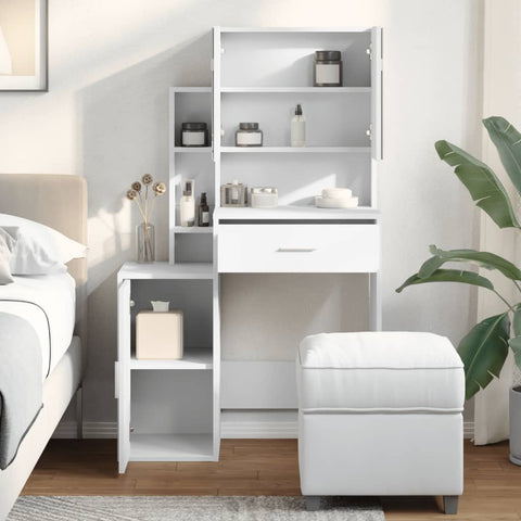 vidaXL Dressing Table with Cabinet White 80x35x132 cm