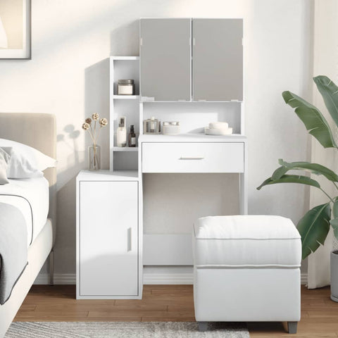 vidaXL Dressing Table with Cabinet White 80x35x132 cm