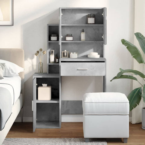 vidaXL Dressing Table with Cabinet Concrete Grey 80x35x132 cm