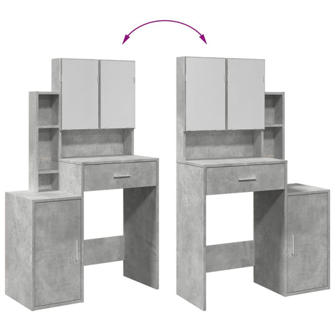 vidaXL Dressing Table with Cabinet Concrete Grey 80x35x132 cm