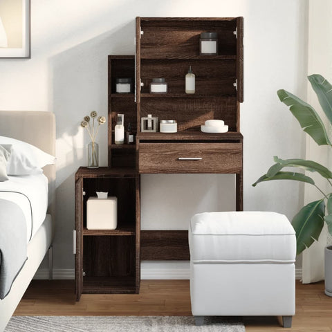 vidaXL Dressing Table with Cabinet Brown Oak 80x35x132 cm