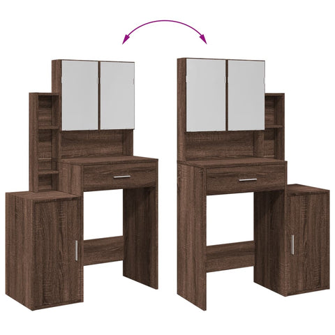 vidaXL Dressing Table with Cabinet Brown Oak 80x35x132 cm