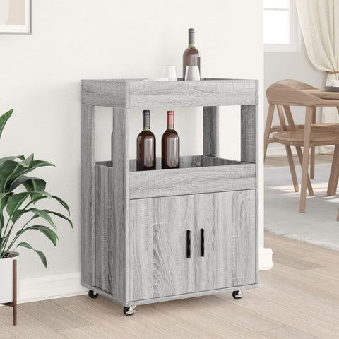 vidaXL Bar Cart Grey Sonoma 60x39.5x89 cm Engineered Wood