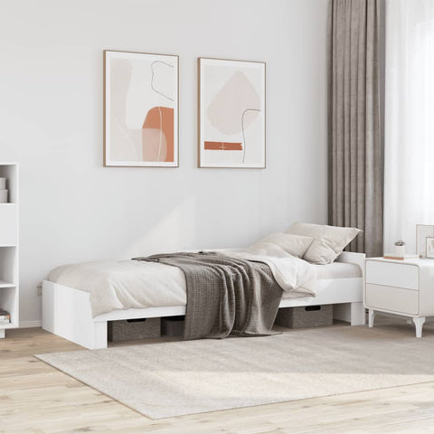vidaXL Bed Frame without Mattress White 75x190 cm Small Single Engineered Wood