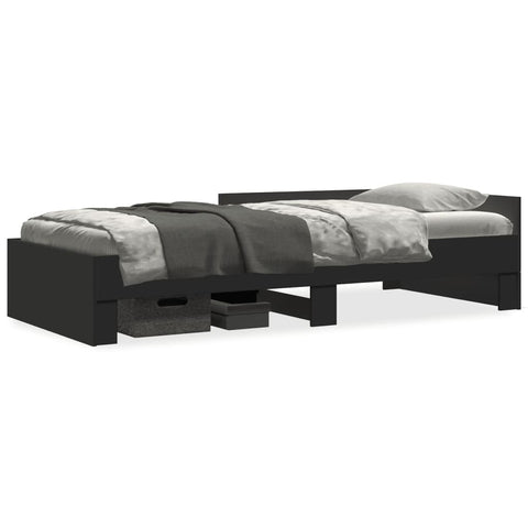 vidaXL Bed Frame without Mattress Black 75x190 cm Small Single Engineered Wood