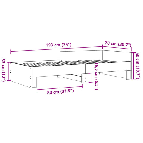 vidaXL Bed Frame without Mattress Black 75x190 cm Small Single Engineered Wood