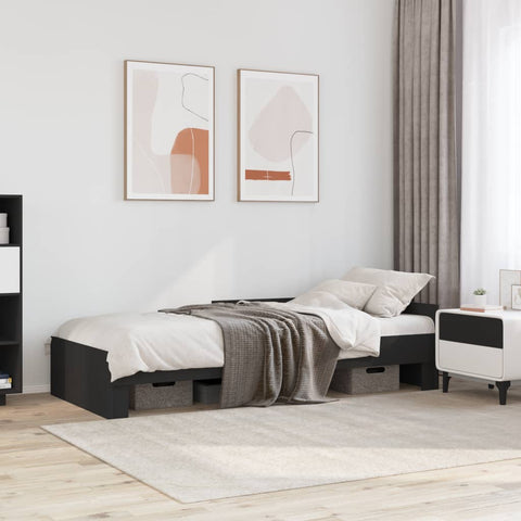 vidaXL Bed Frame without Mattress Black 75x190 cm Small Single Engineered Wood
