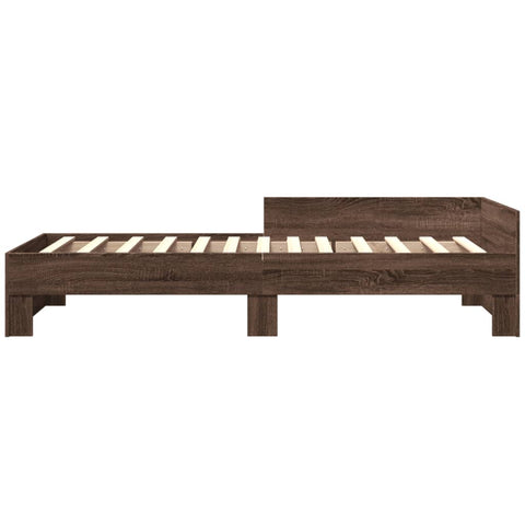 vidaXL Bed Frame without Mattress Brown Oak 75x190 cm Small Single Engineered Wood
