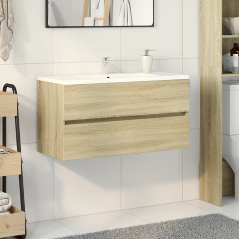 vidaXL Sink Cabinet Sonoma Oak 90x38.5x45 cm Engineered Wood