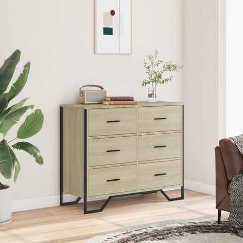 vidaXL Chest of Drawers Sonoma Oak 91x35.5x74.5 cm Engineered wood