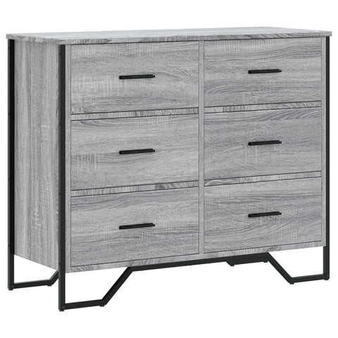 vidaXL Chest of Drawers Grey Sonoma 91x35.5x74.5 cm Engineered wood