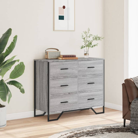 vidaXL Chest of Drawers Grey Sonoma 91x35.5x74.5 cm Engineered wood