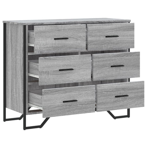 vidaXL Chest of Drawers Grey Sonoma 91x35.5x74.5 cm Engineered wood
