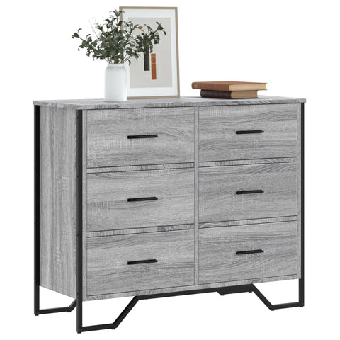 vidaXL Chest of Drawers Grey Sonoma 91x35.5x74.5 cm Engineered wood