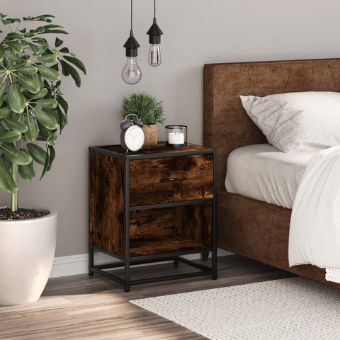 vidaXL Bedside Cabinet Smoked Oak 40x31x50 cm Engineered Wood