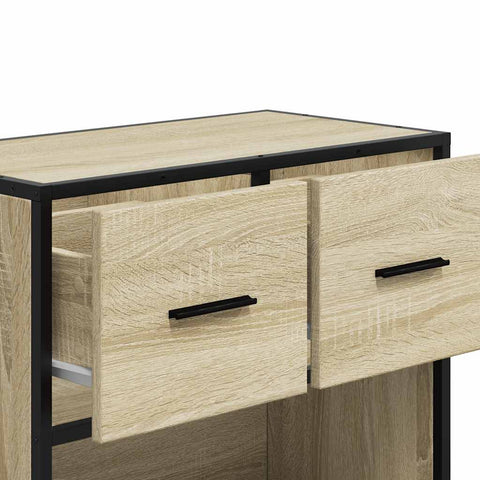 vidaXL Bedside Cabinet Sonoma Oak 60x31x60 cm Engineered Wood and Metal