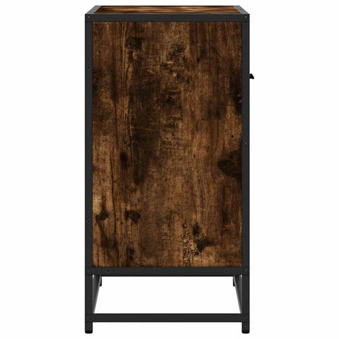 vidaXL Bedside Cabinet Smoked Oak 60x31x60 cm Engineered Wood and Metal