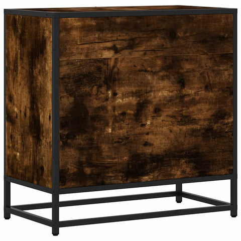 vidaXL Bedside Cabinet Smoked Oak 60x31x60 cm Engineered Wood and Metal