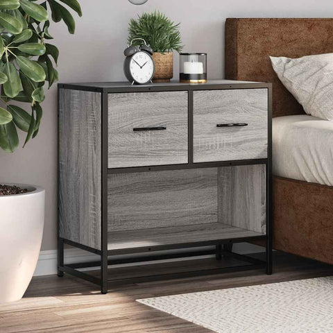 vidaXL Bedside Cabinet Grey Sonoma 60x31x60 cm Engineered Wood and Metal