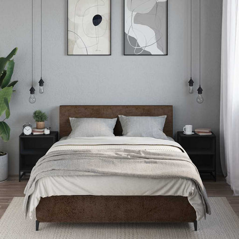 vidaXL Bedside Cabinets 2 pcs Black 40x31x50 cm Engineered Wood and Metal