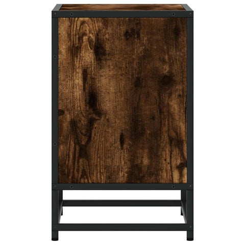 vidaXL Bedside Cabinet Smoked Oak 40x31x50 cm Engineered Wood and Metal