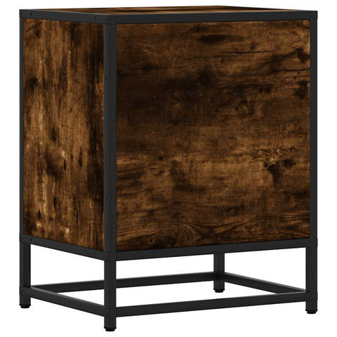 vidaXL Bedside Cabinet Smoked Oak 40x31x50 cm Engineered Wood and Metal