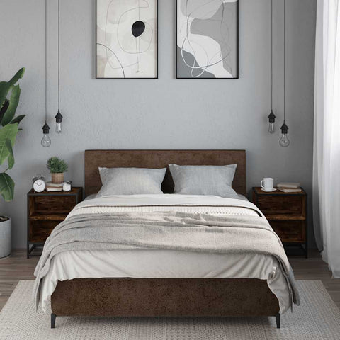vidaXL Bedside Cabinets 2 pcs Smoked Oak 40x31x50 cm Engineered Wood and Metal
