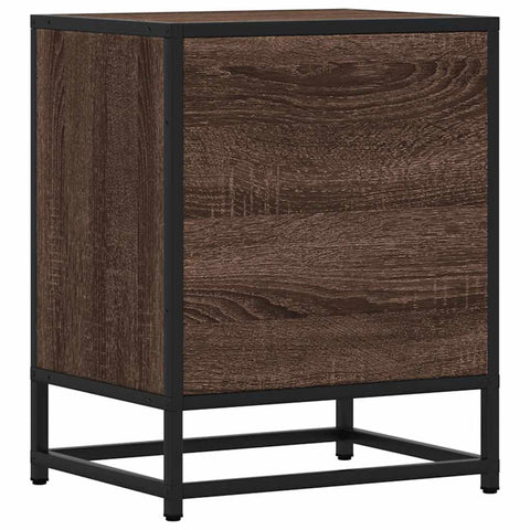 vidaXL Bedside Cabinet Brown Oak 40x31x50 cm Engineered Wood and Metal